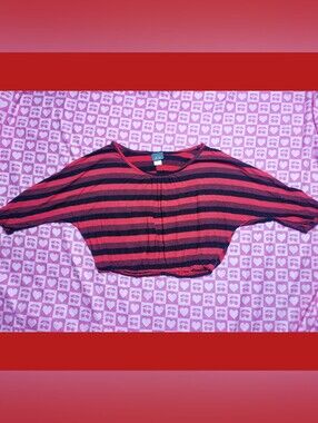 Red & black striped crop top